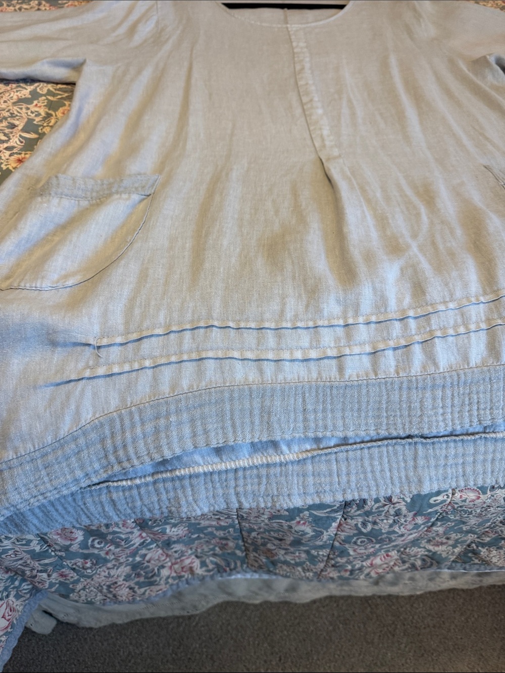 Women's Light Gray Linen Dress/Cover Up/2X - Picture 7 of 9
